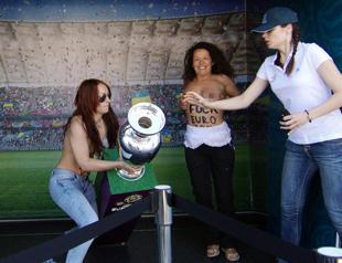 Femen protest puts dent in Euro 2012 Trophy