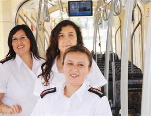 Female tram drivers on rails in Anatolian city