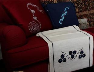 Couple fuses molecules and traditional art motif