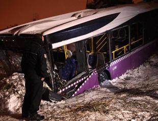 Public bus crashes into lake in Istanbul