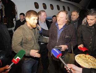 Chechen strongman Kadyrov greets touring Depardieu