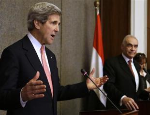 Protest near Cairo airport delays Kerry departure