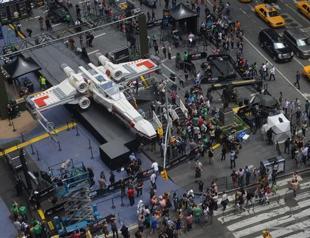 Giant Lego Star Wars X-Wing lands on New Yorks Times Square