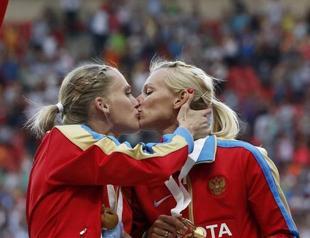 Russian medallist insulted by gay kiss claims