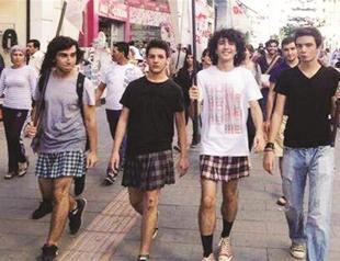 Male students wear skirts to protest ban in Turkeys Antalya