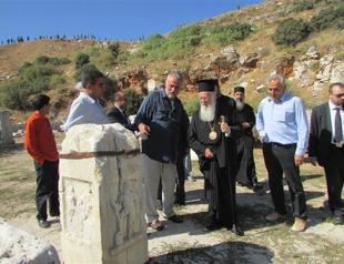 Greek Orthodox Patriarch conducts religious ceremony at historic island church