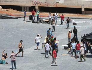 Protesters disrupt FIFA visit to stadium in Brazil