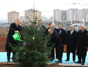 PM Erdoğan plants trees of national will as response to ‘violent demos under the excuse of trees’