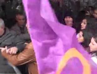 Man gets manhandled by demonstrators during Womens Day in Ankara