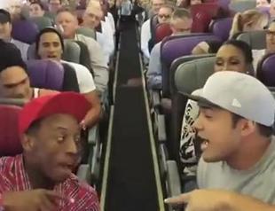 Cast of the Lion King musical performs on a plane