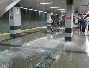 Rain falls in Ankara subway as heavy precipitation hits city