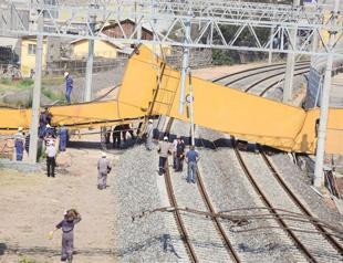 High-speed train service canceled again after crane falls on railway