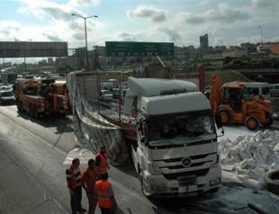 Istanbul traffic snarled after truck tips over