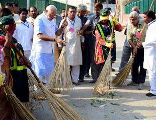 Prime Minister Modi wields broom in new Clean India push