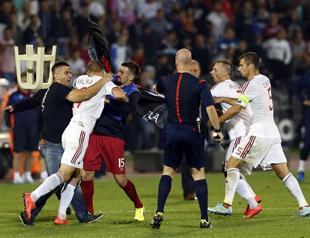 Serbia-Albania match abandoned following drone stunt, brawl