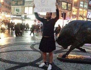 Turkish man wears skirt for victimized women