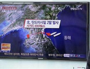 North Korea, angered by drills, fires short-range missiles off coast