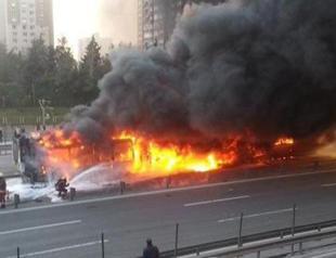 IN PICTURES: Metrobus catches fire on busy Istanbul road