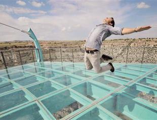 Glass terrace drawing visitors to Ulubey Canyon