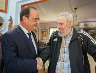 Frances Hollande meets Fidel Castro and urges end to Cuba embargo