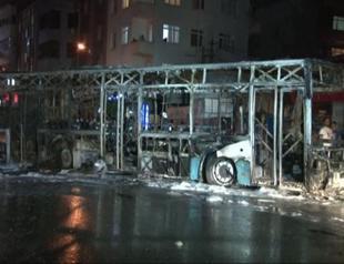 Public transit bus set on fire in central Istanbul