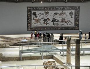 Historical mosaic on display at home