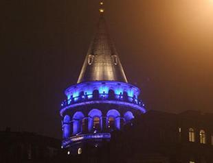Istanbul decorated in blue lights for autism awareness