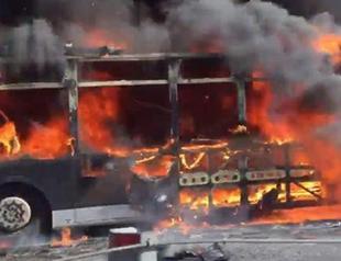 City bus catches fire in Istanbul