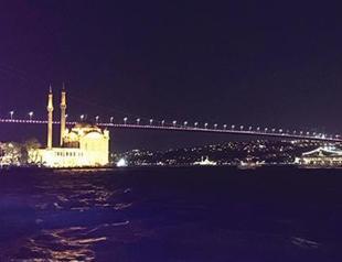 Bosphorus Bridge illuminated in pink for women cancers