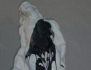 Sculpture defaced with paint in Turkey’s northwest