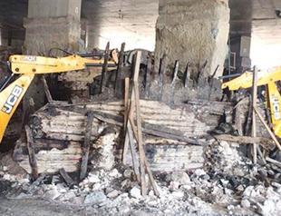 Ancient breakwater in Istanbul broken