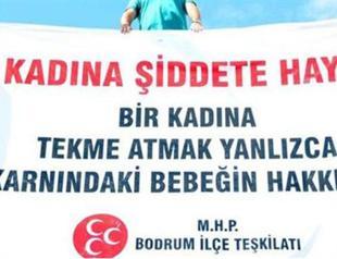 MHP office hangs humorous banner condemning violence against women after Istanbul bus attack