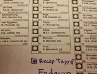 Turkish President Erdoğan’s name written on ballot paper in Dutch elections