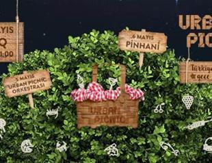 Urban picnic under moonlight