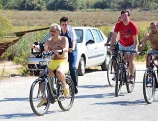 Saudi Prince rides bicycle on streets of Turkish resort Bodrum during holiday