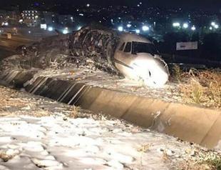 Private jet skids off runway at Istanbul’s Atatürk Airport leaving four injured