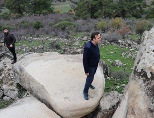 Ancient rock divided into two