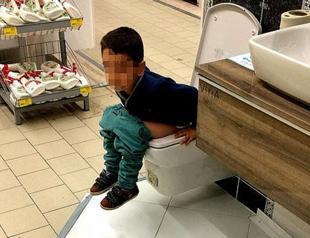 Shoppers in shock after infant leaves feces on display toilet at Sakarya mall