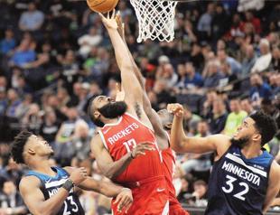 Harden hits heights as Rockets soar over Timberwolves
