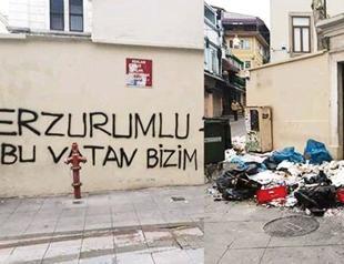 Racist graffiti inscribed on Kadıköy church wall