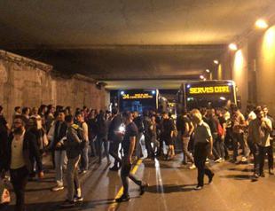 Istanbul commuters block road in protest at long delays