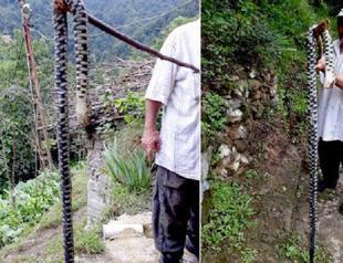 Scared Turkish man kills endangered snake