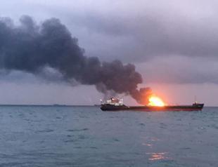 20, including eight Turks, presumed dead from ship fires off Crimea