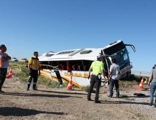 Passenger bus plunges off road, 41 injured