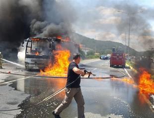 Five people killed in bus fire in Turkeys west