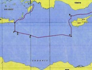 Map delineates Turkeys maritime frontiers in Med Sea