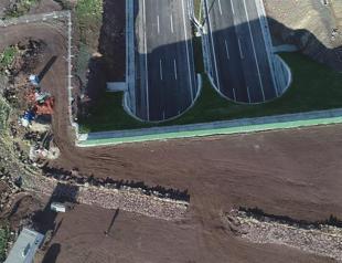 Stones of an ancient road reassembled like a puzzle