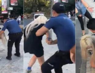 Police officers detaining woman with force for mask violation suspended