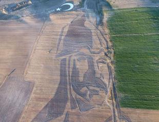 Alparslan’s silhouette drawn by tractor tilling to enter Guinness