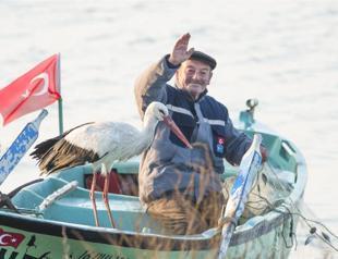 Friendship between way-worn stork and fisherman celebrates its 10th anniversary